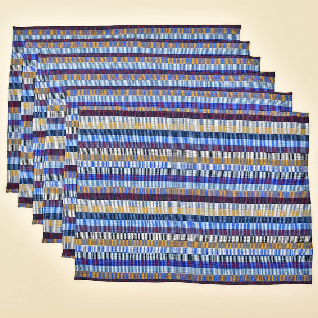 Hand Woven Cuadritos Placemats | Blue Corn