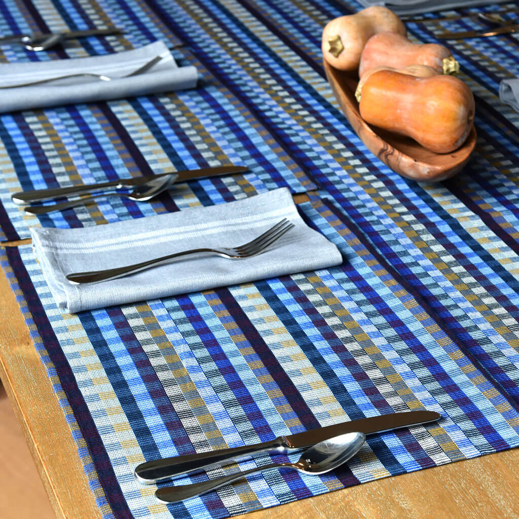 Hand Woven Cuadritos Placemats | Blue Corn