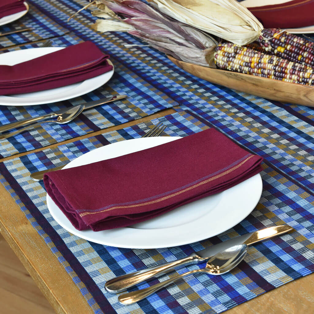 Hand Woven Cuadritos Placemats | Blue Corn