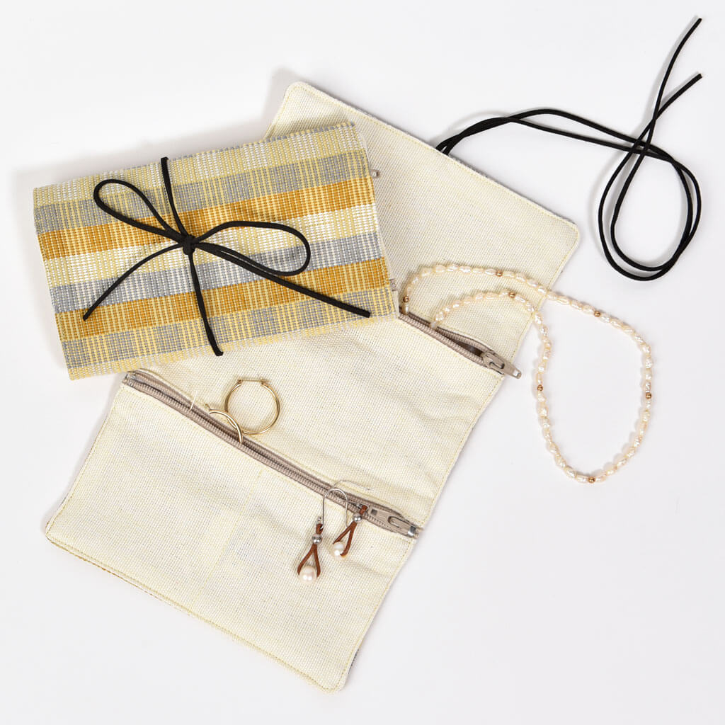 Hand Woven Mini Jewelry Roll | Champagne