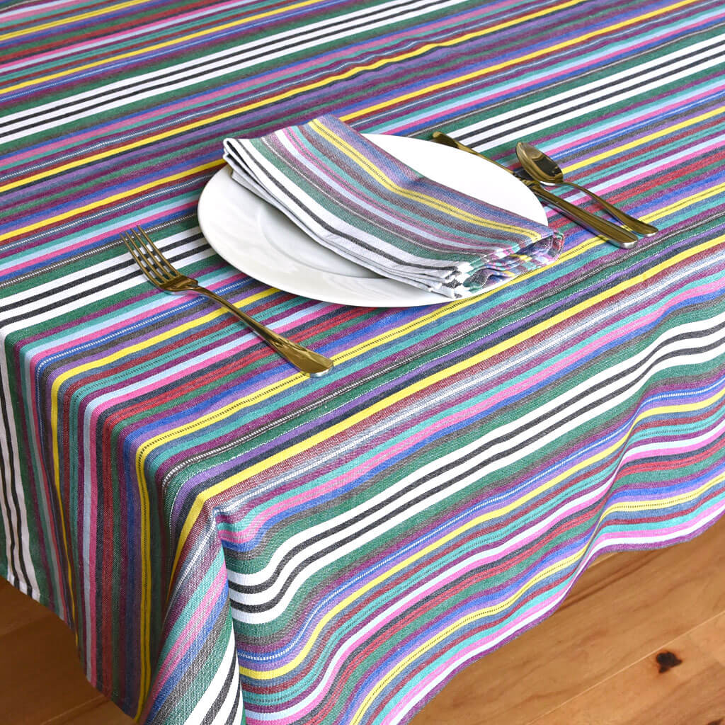 Hand Woven Striped Tablecloth