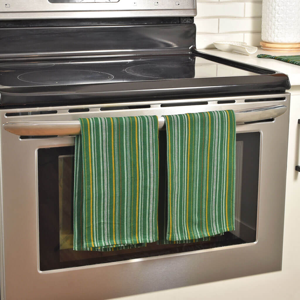 Hand Woven Striped Kitchen Towels