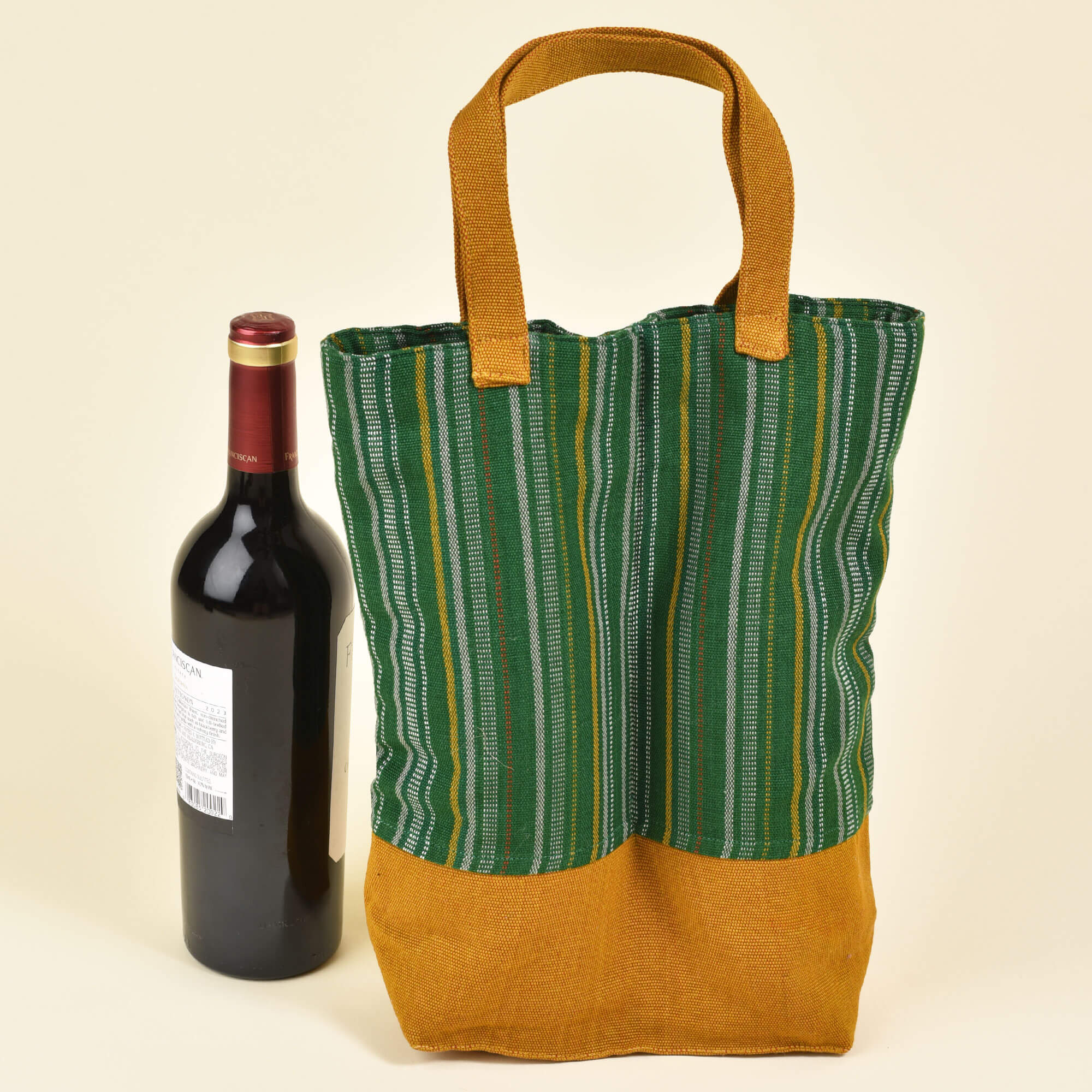 Hand Woven Wine Bottle Tote Double