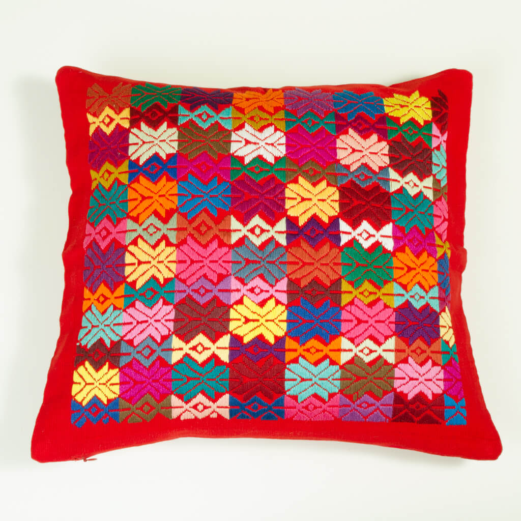 Guatemala Hand Woven Red Throw Pillow