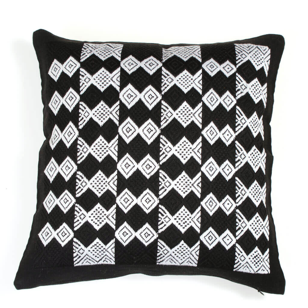 Guatemala Hand Woven Black & White Throw Pillow