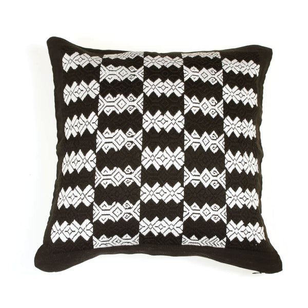 Guatemala Hand Woven Black & White Throw Pillow