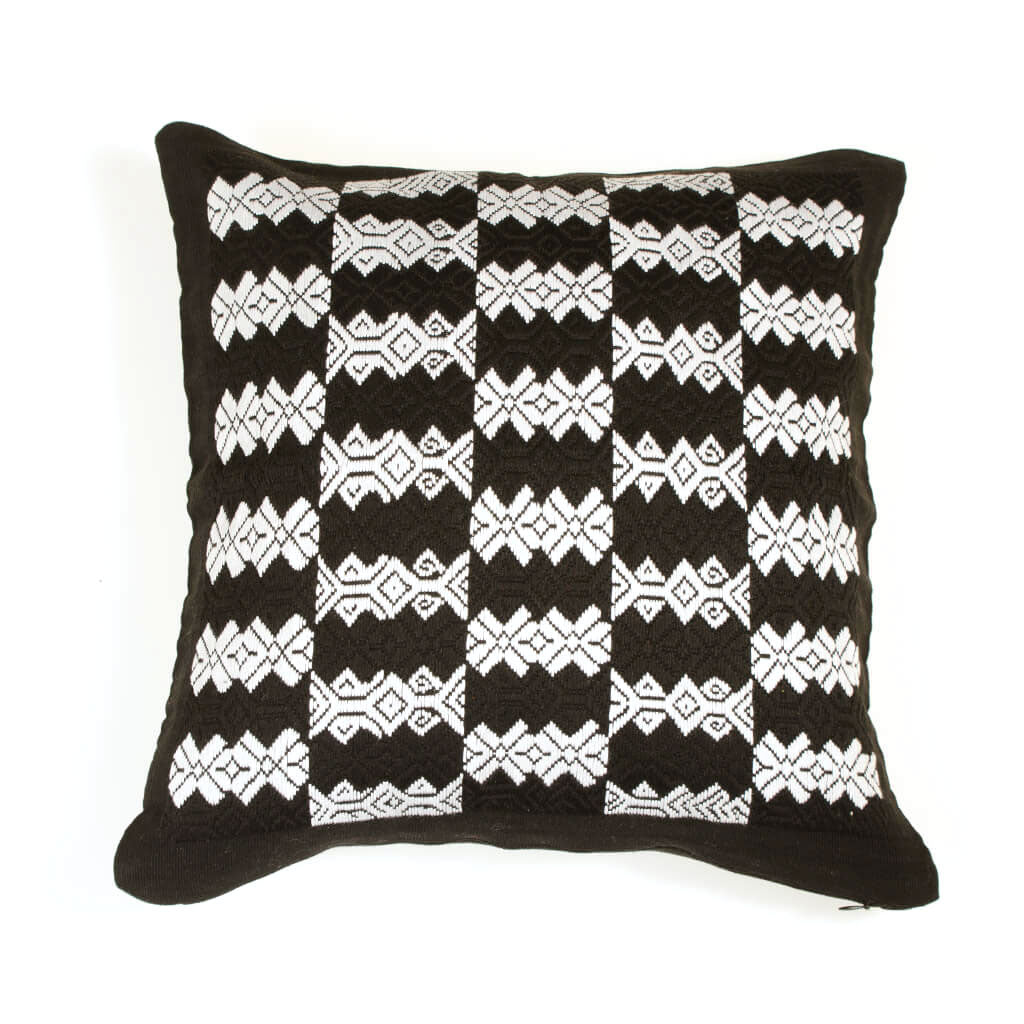 Guatemala Hand Woven Black & White Throw Pillow