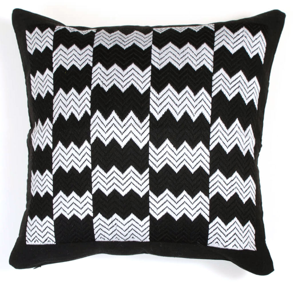 Guatemala Hand Woven Black & White Throw Pillow