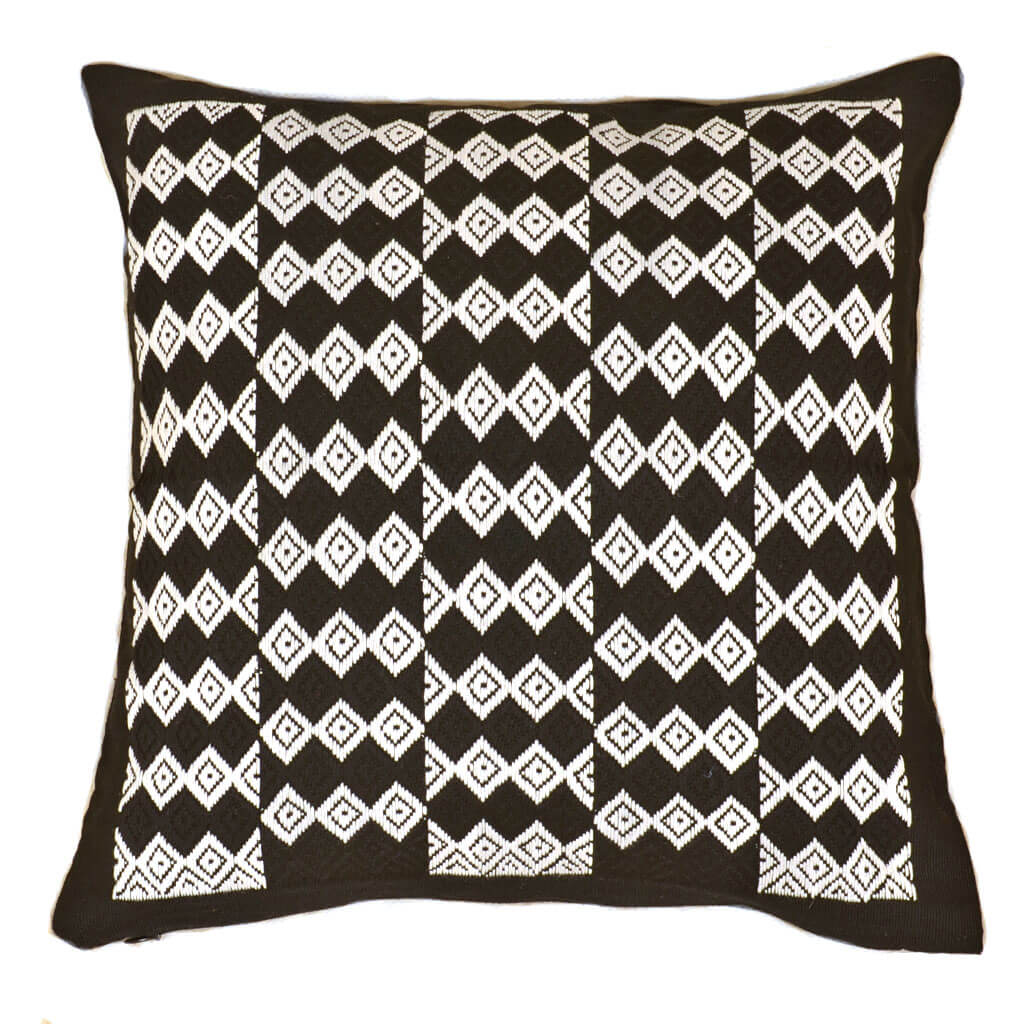 Guatemala Hand Woven Black & White Throw Pillow