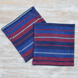 Red White & Blue Stripes on Blue