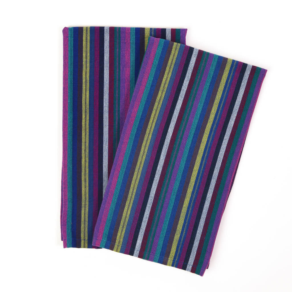 Hand Woven Striped Kitchen Towels | Cobalt Stripes