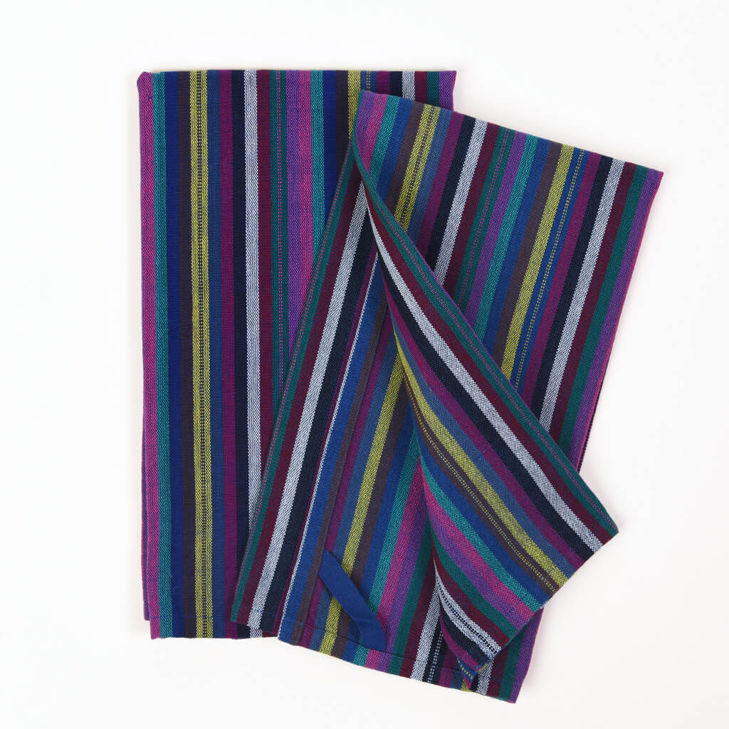 Hand Woven Striped Kitchen Towels | Cobalt Stripes