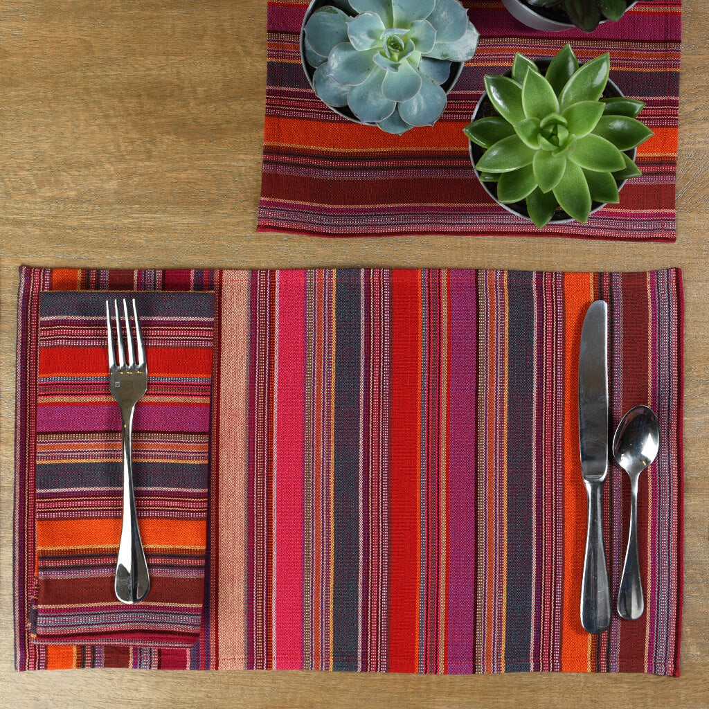 Hand Woven Striped Placemat Set