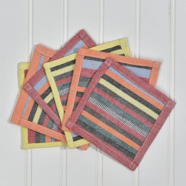 Hand Woven Coasters Stripes & Solids