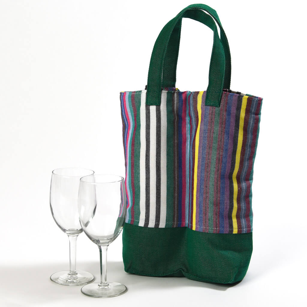 Hand Woven Wine Bottle Tote Double