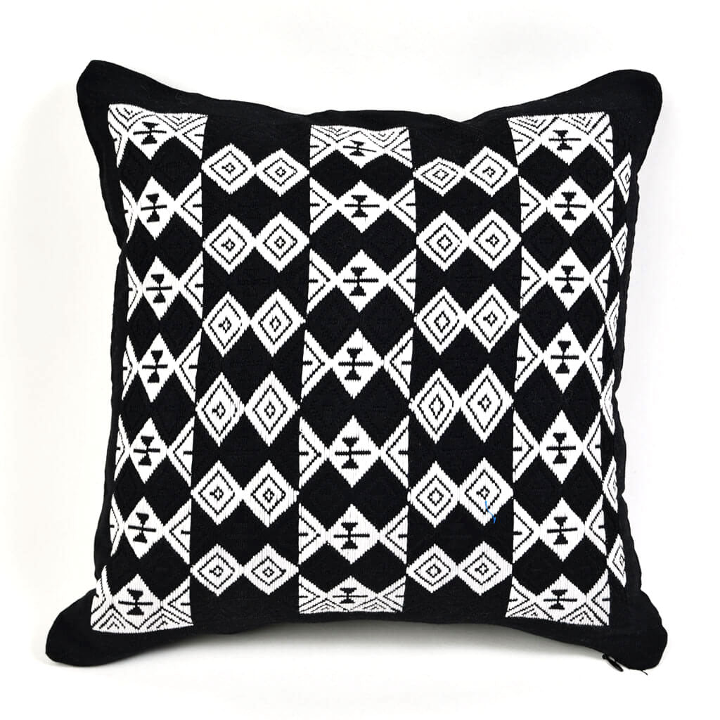Guatemala Hand Woven Black & White Throw Pillow