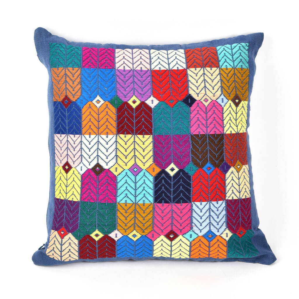 Blue Gray Brocade Throw Pillow