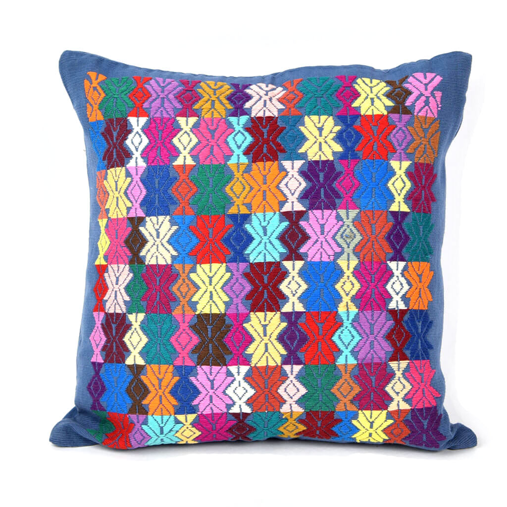Blue Gray Brocade Throw Pillow