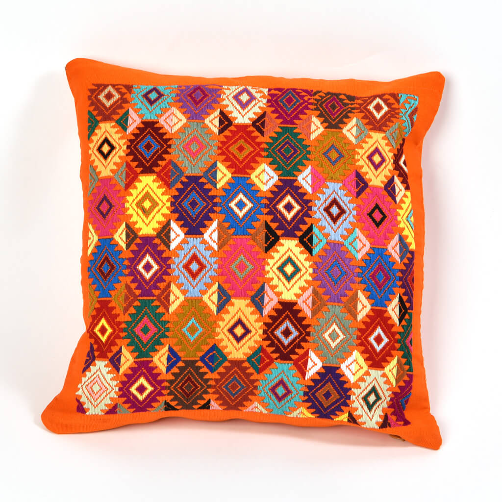 Tangerine Brocade Throw Pillow