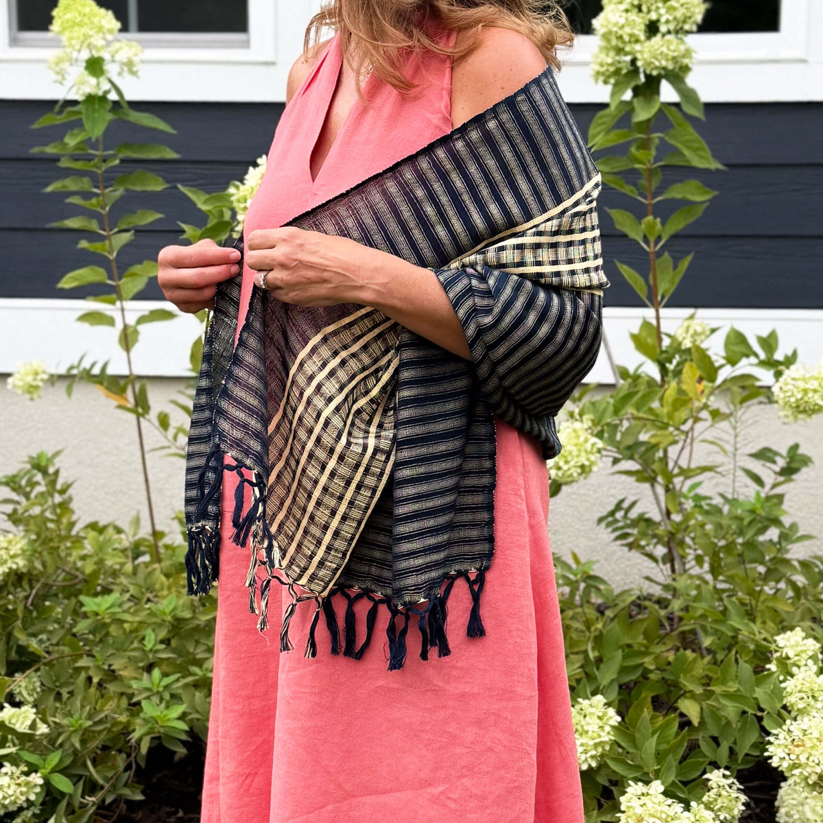 Hand Woven Windowpane Wrap