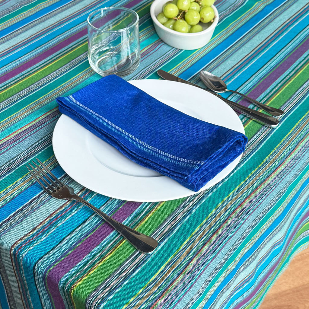 Hand Woven Striped Tablecloth