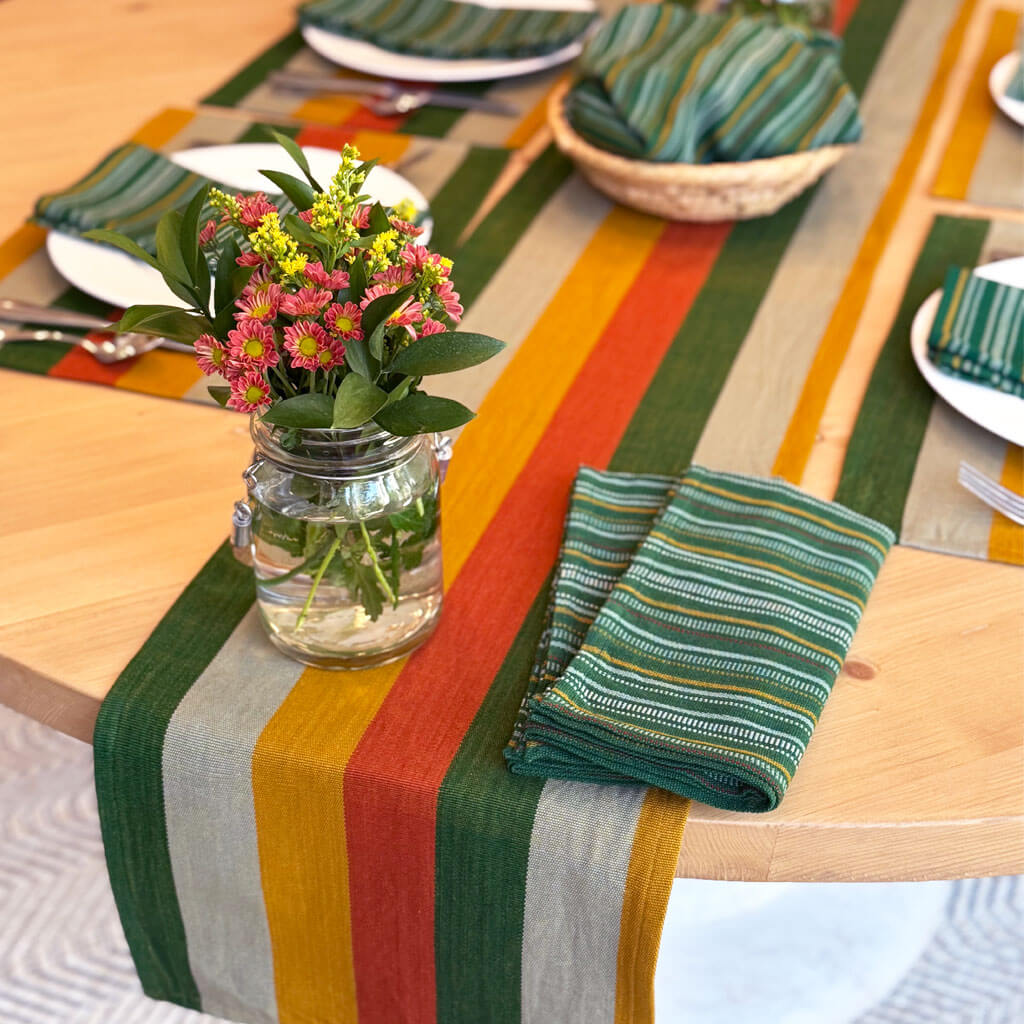 Hand Woven Canvas Table Runner | Hot Peppers