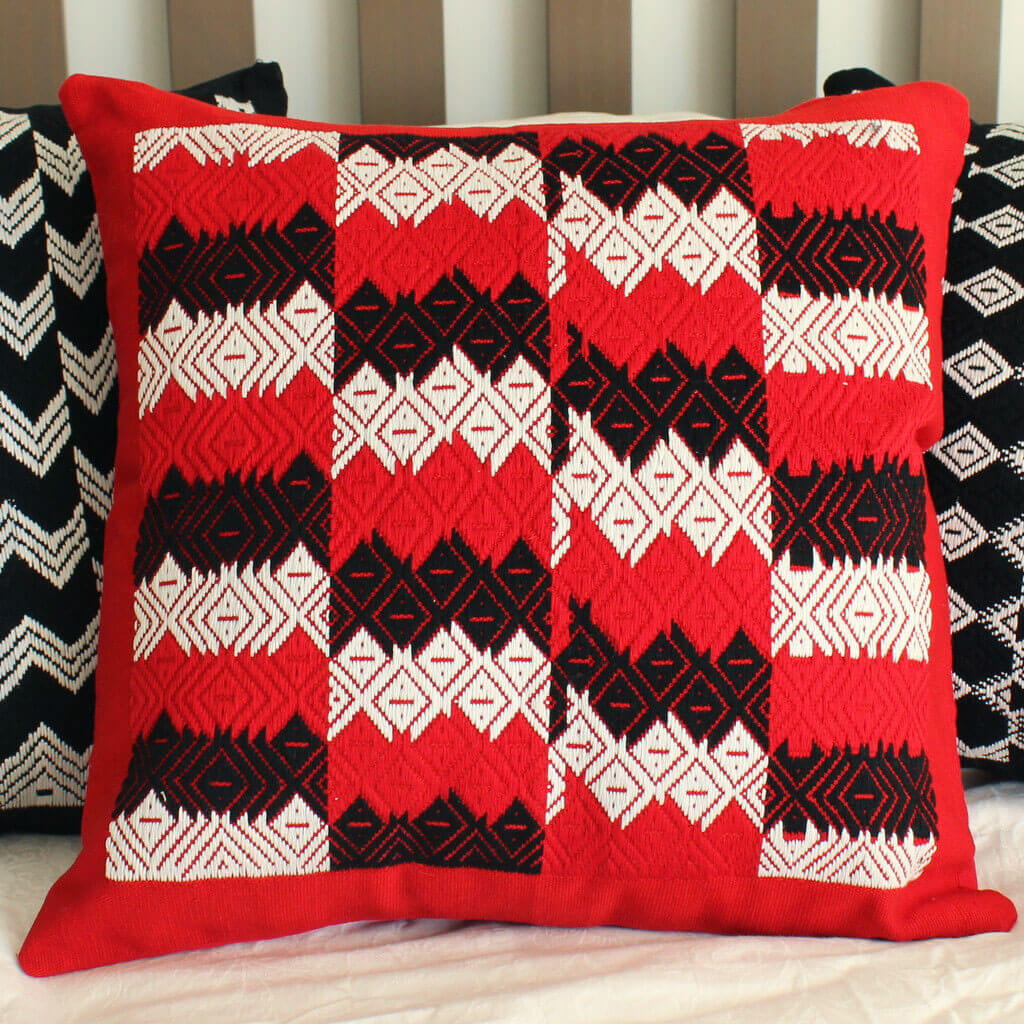 Guatemala Hand Woven Red Throw Pillow