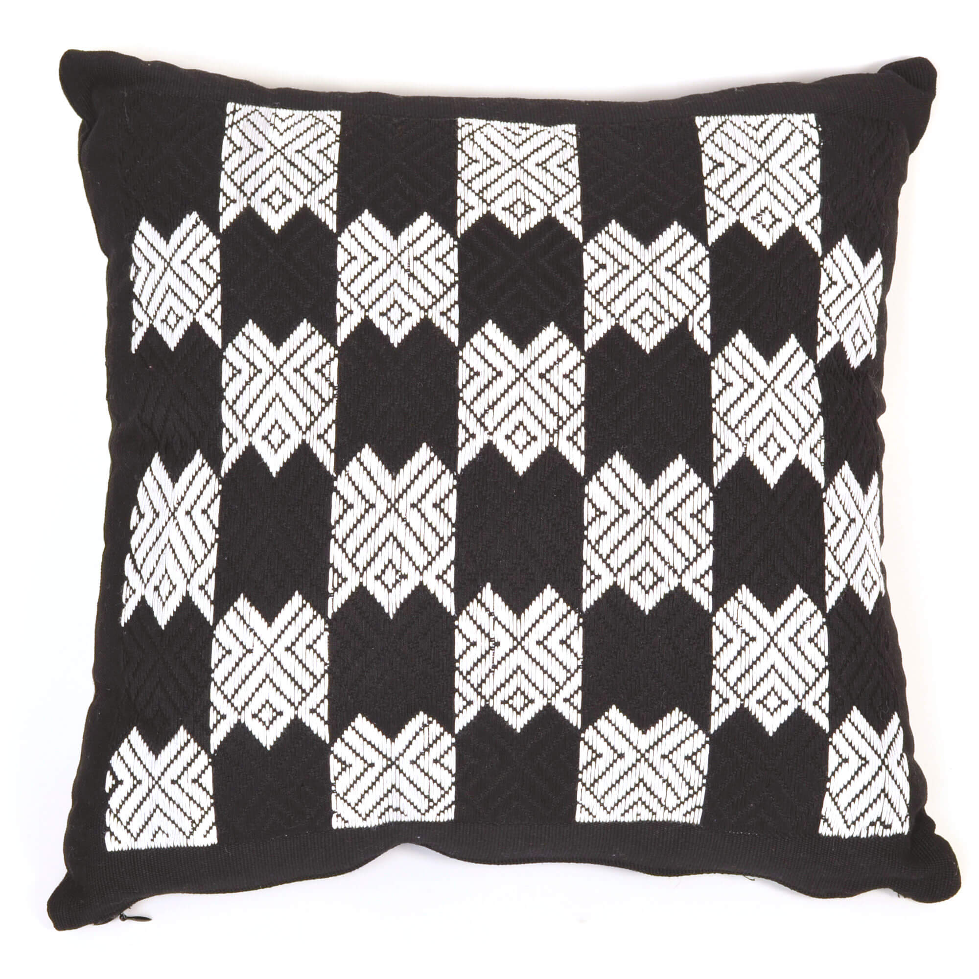 Guatemala Hand Woven Black & White Throw Pillow | Design "E"