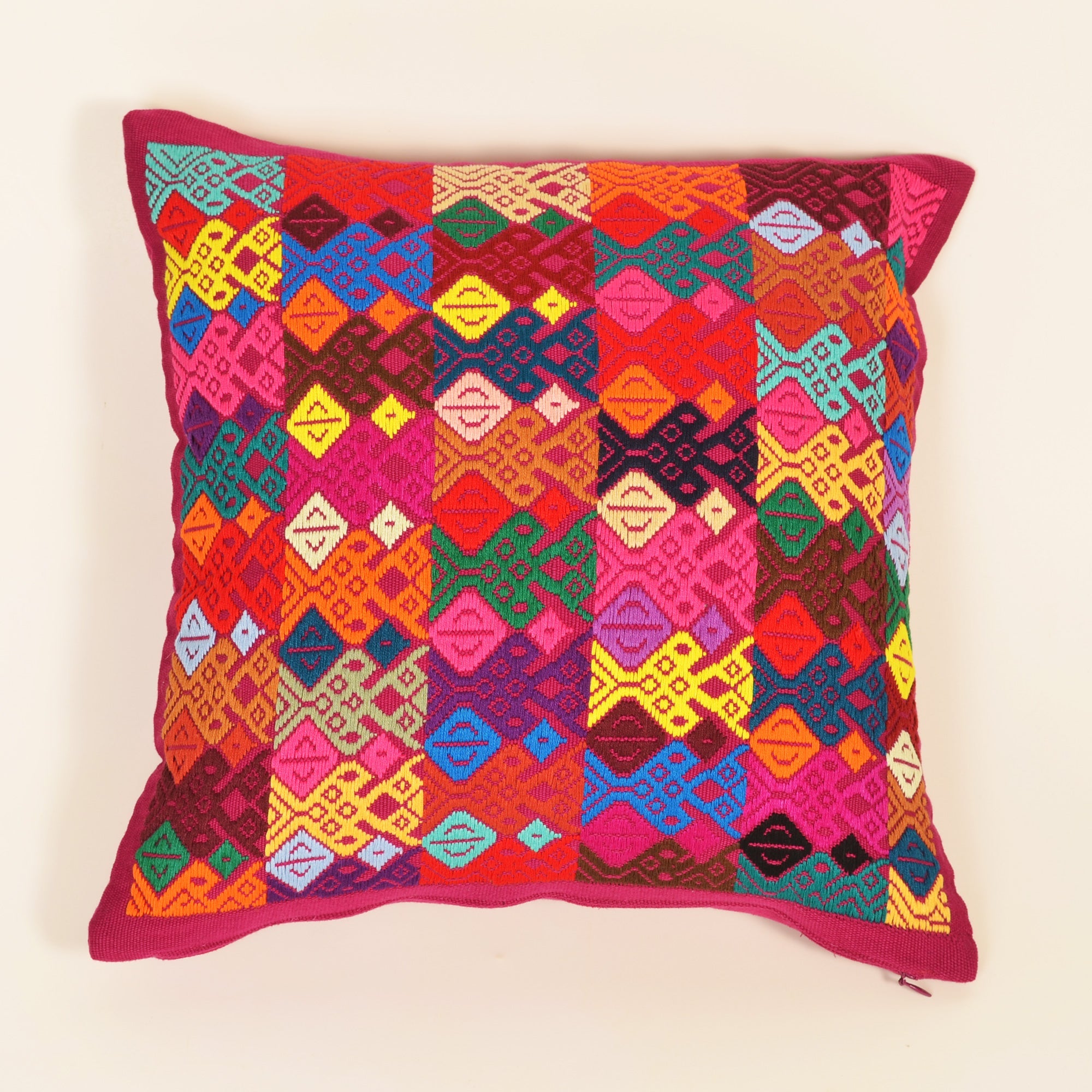 Magenta Brocade Throw Pillow