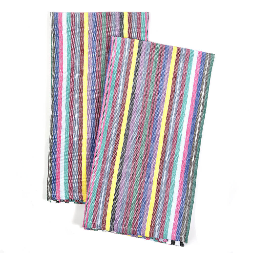 Hand Woven Striped Kitchen Towels | Soft Multi Stripes