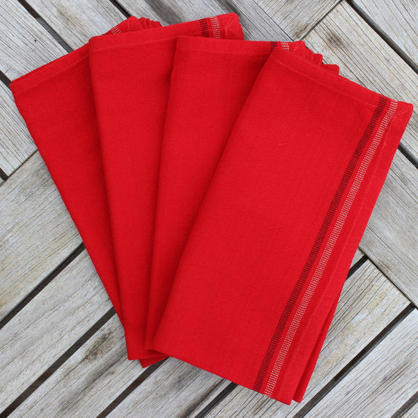 Handwoven Cotton Red Table Napkins Fair Trade Mayamam Weavers