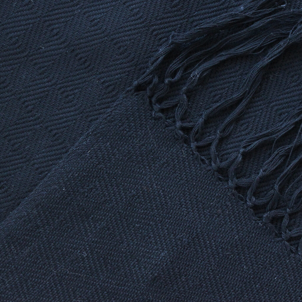 Hand Woven Soft & Neutral Shawl | Black on Black Diamond Weave
