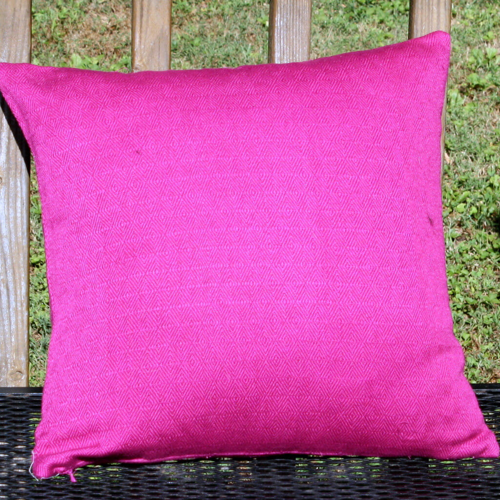 magenta diamond weave square pillow