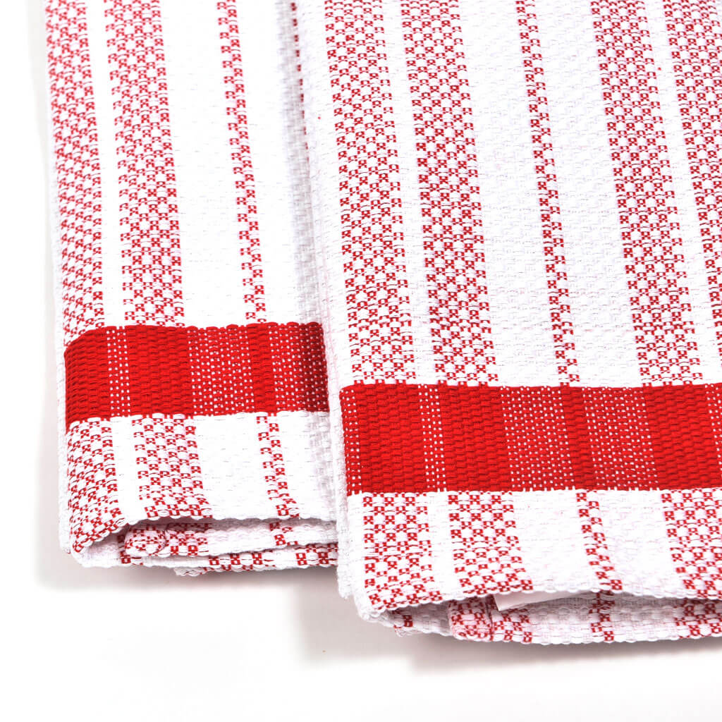 Hand Woven Hache Dish Towels Red & White Fair Trade Mayamam Weavers
