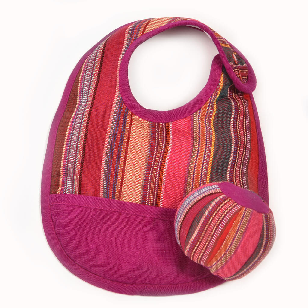 Magenta Baby bib and ball.