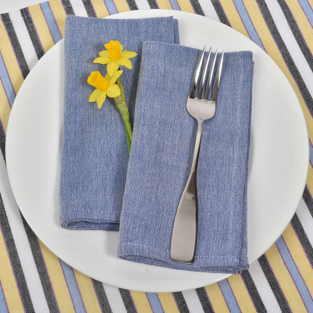 Hand Woven Luncheon Napkins | Heathered Blue