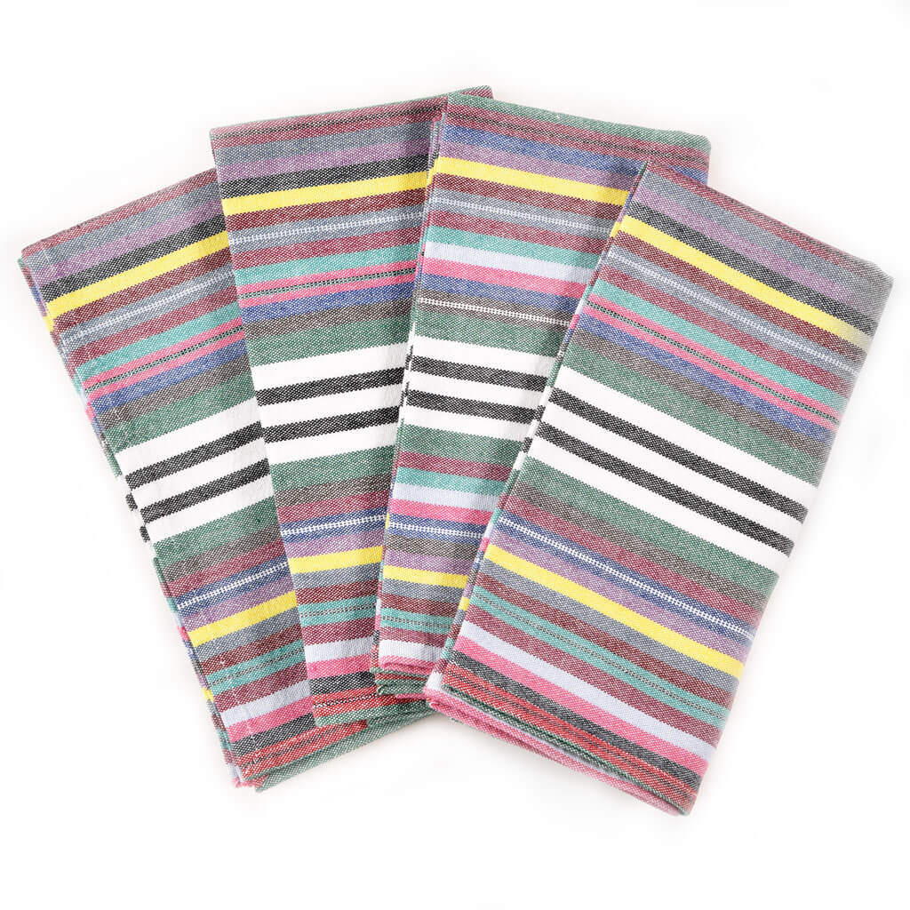 Hand woven Table Napkins | Soft Multi Stripe