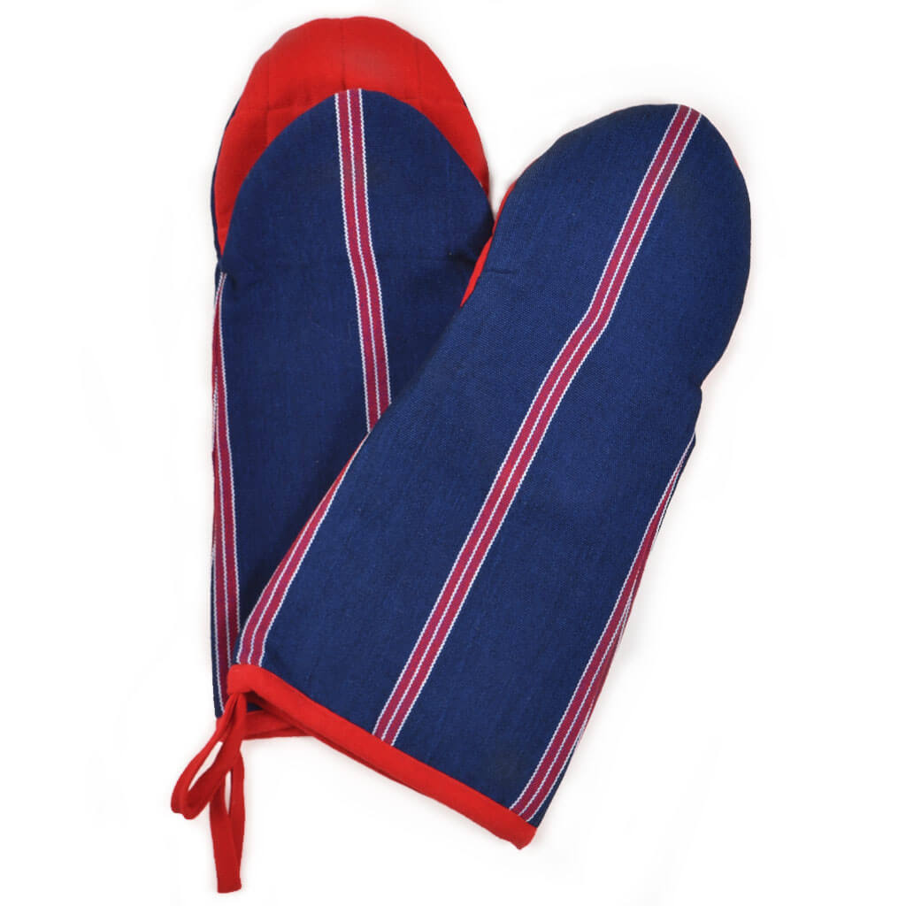 Hand Woven Barbecue Mitts | Red, White & Blues