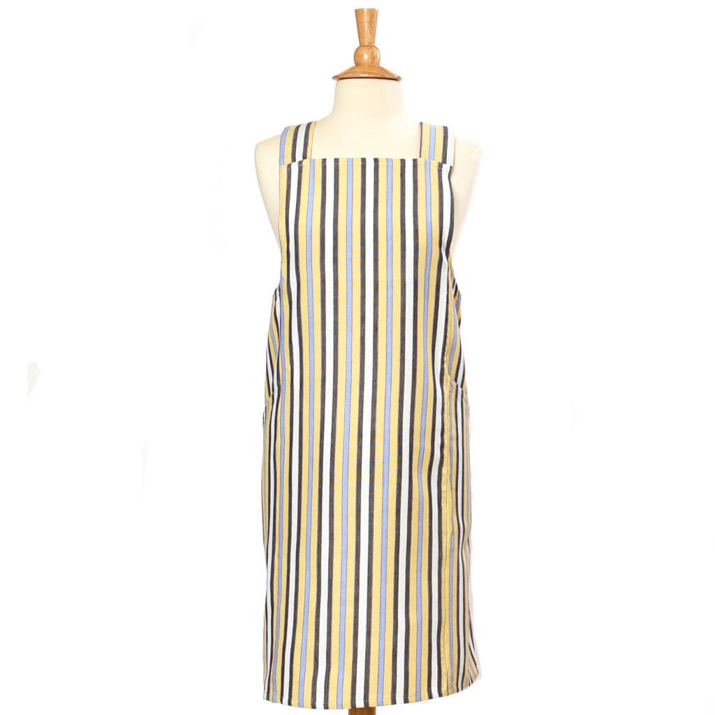 Hand Woven Crossback Apron | Country French Stripes