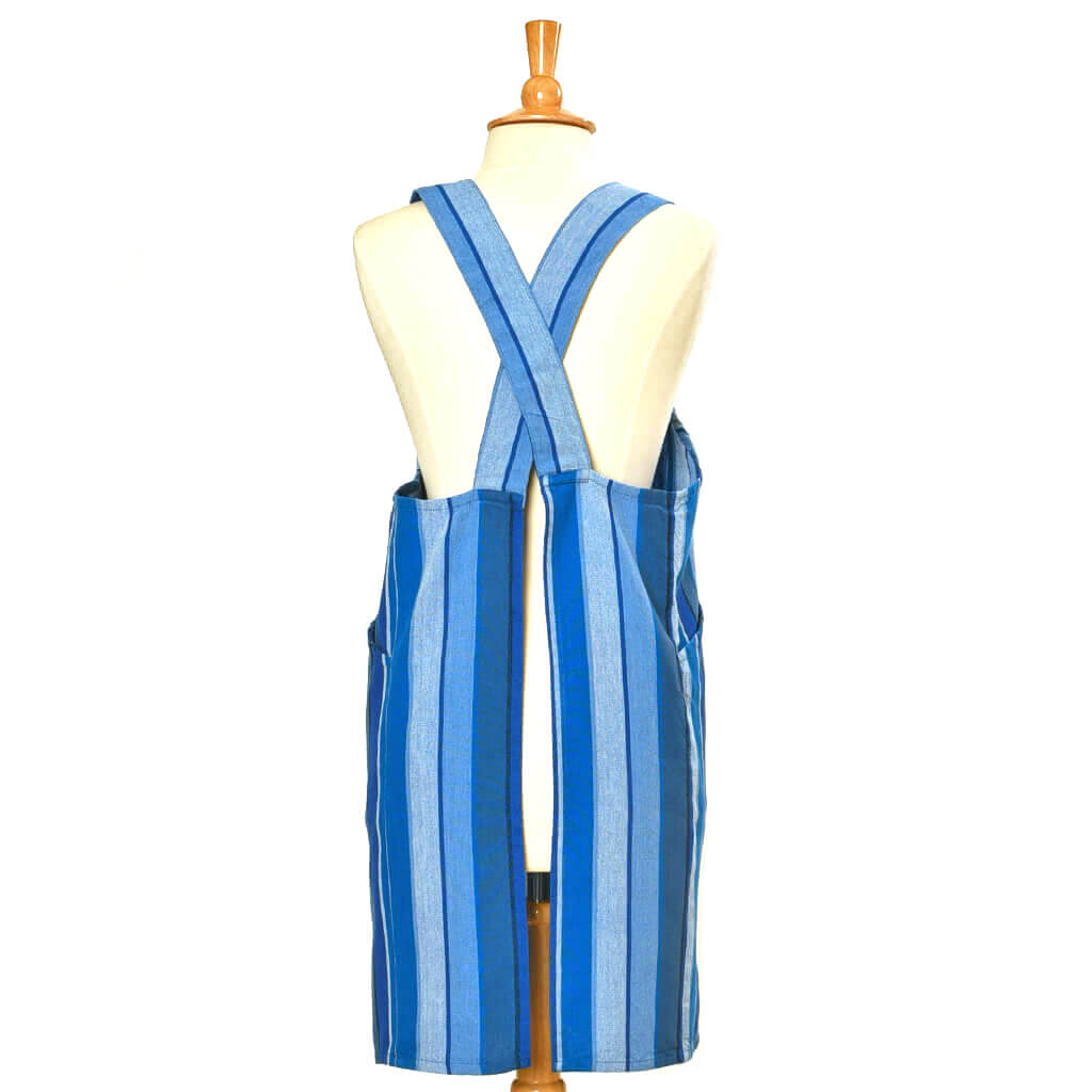Hand Woven Crossback Apron | Stormy Blues