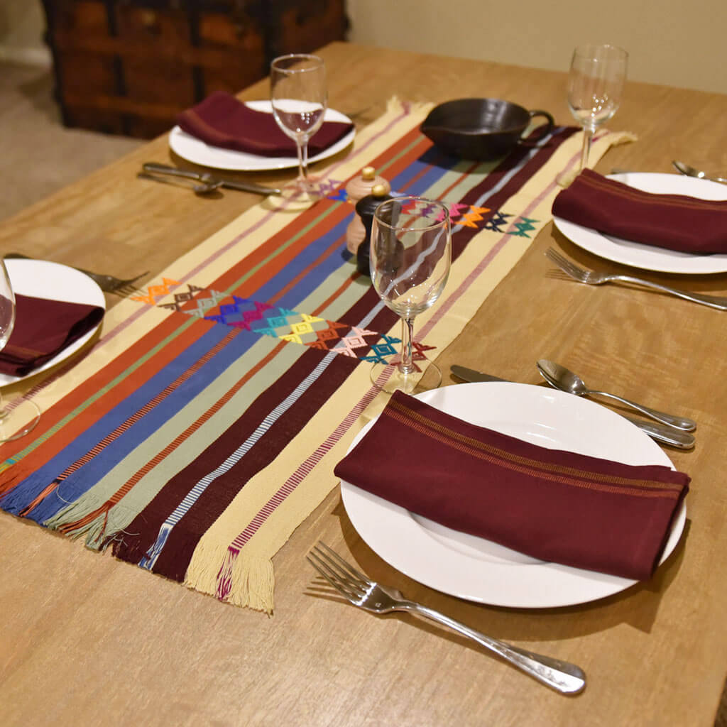 Guatemala Hand Woven Celebration Table Runner | Muted Earth Tones