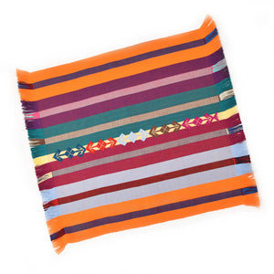Orange multicolor embroidered handwoven basket liner