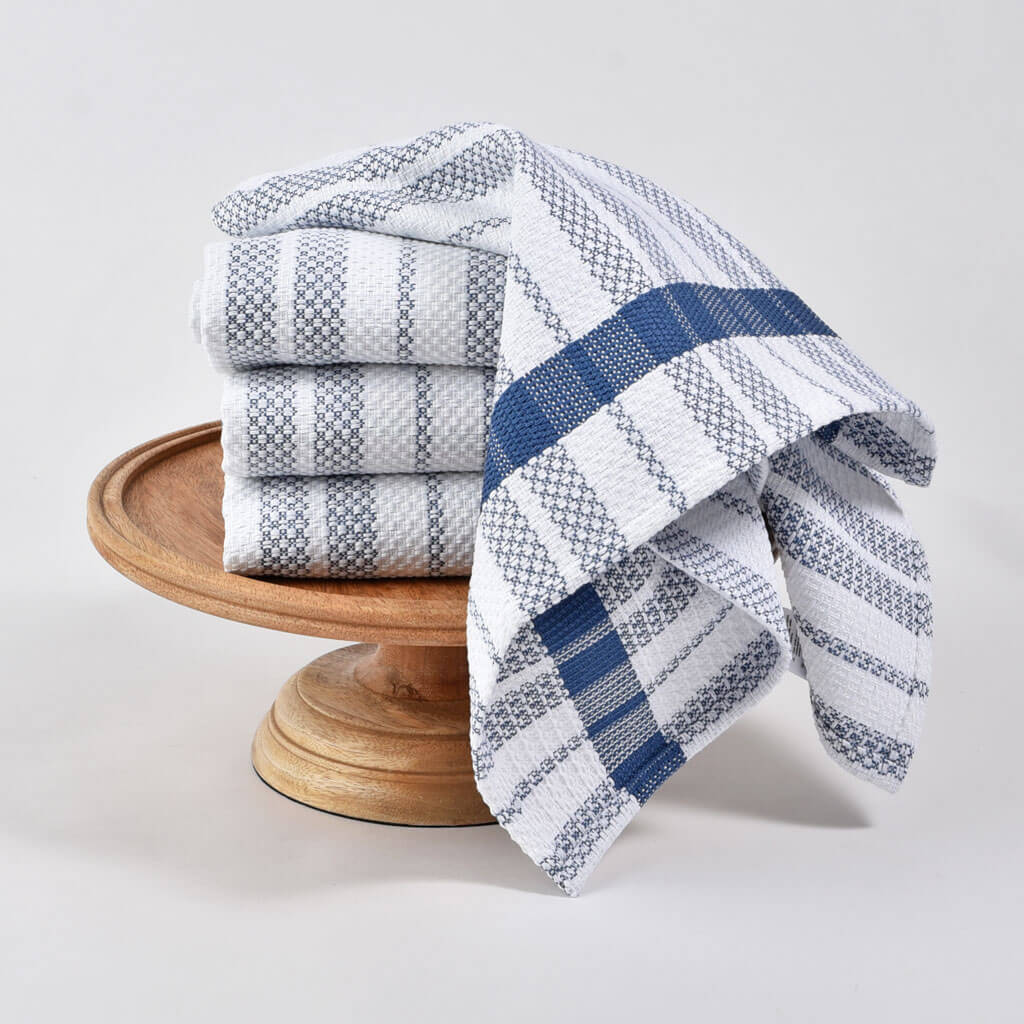 Hand woven Striped Kitchen Towels | Black & Gray