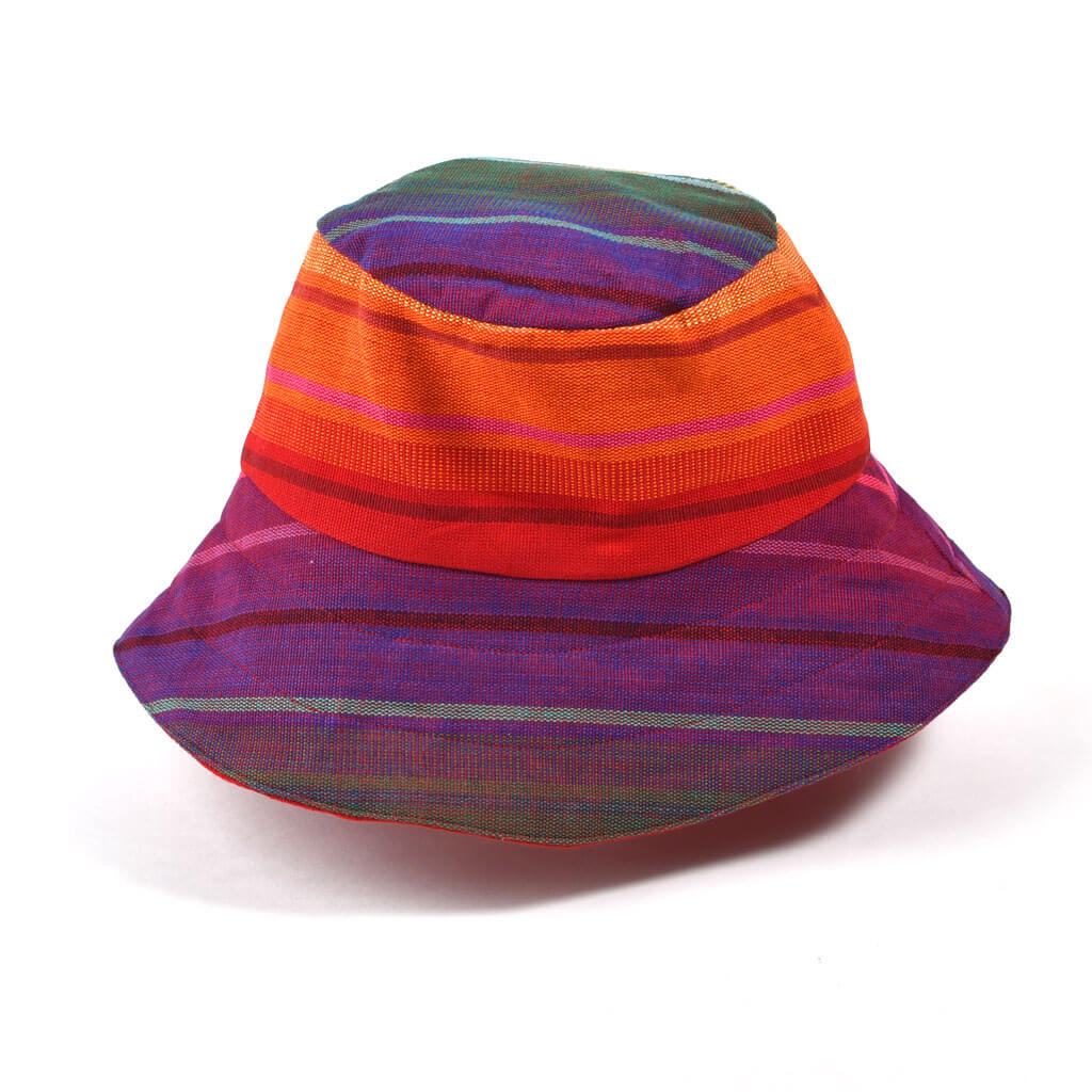 Hand Woven Adult Bucket Hat | Bright Rainbow