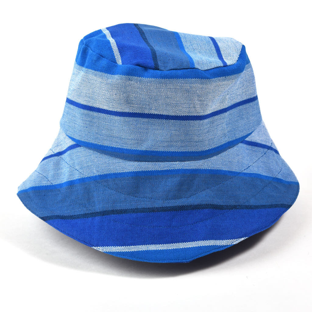 Hand Woven Adult Bucket Hat | Stormy Blues
