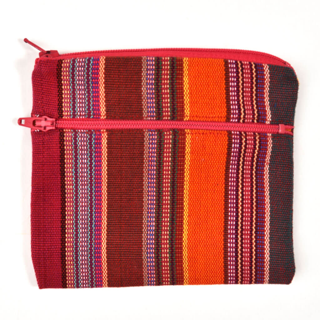 Magenta Change Purse with two zippers.