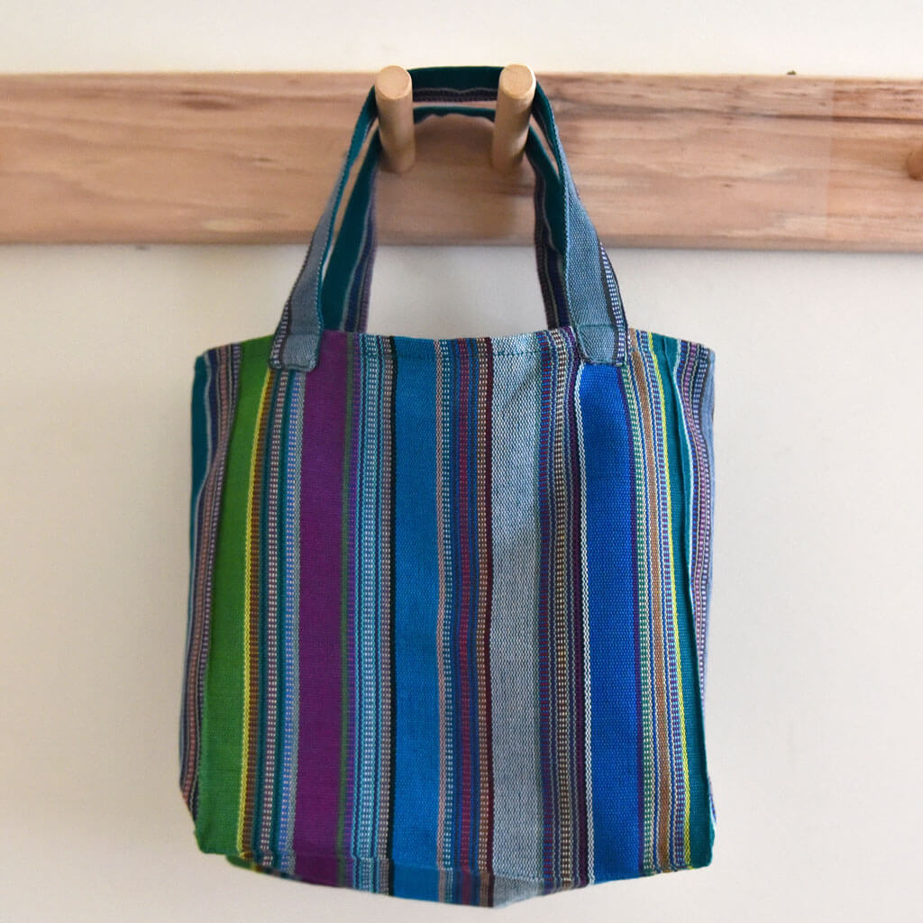 Turquois child size mini market tote.