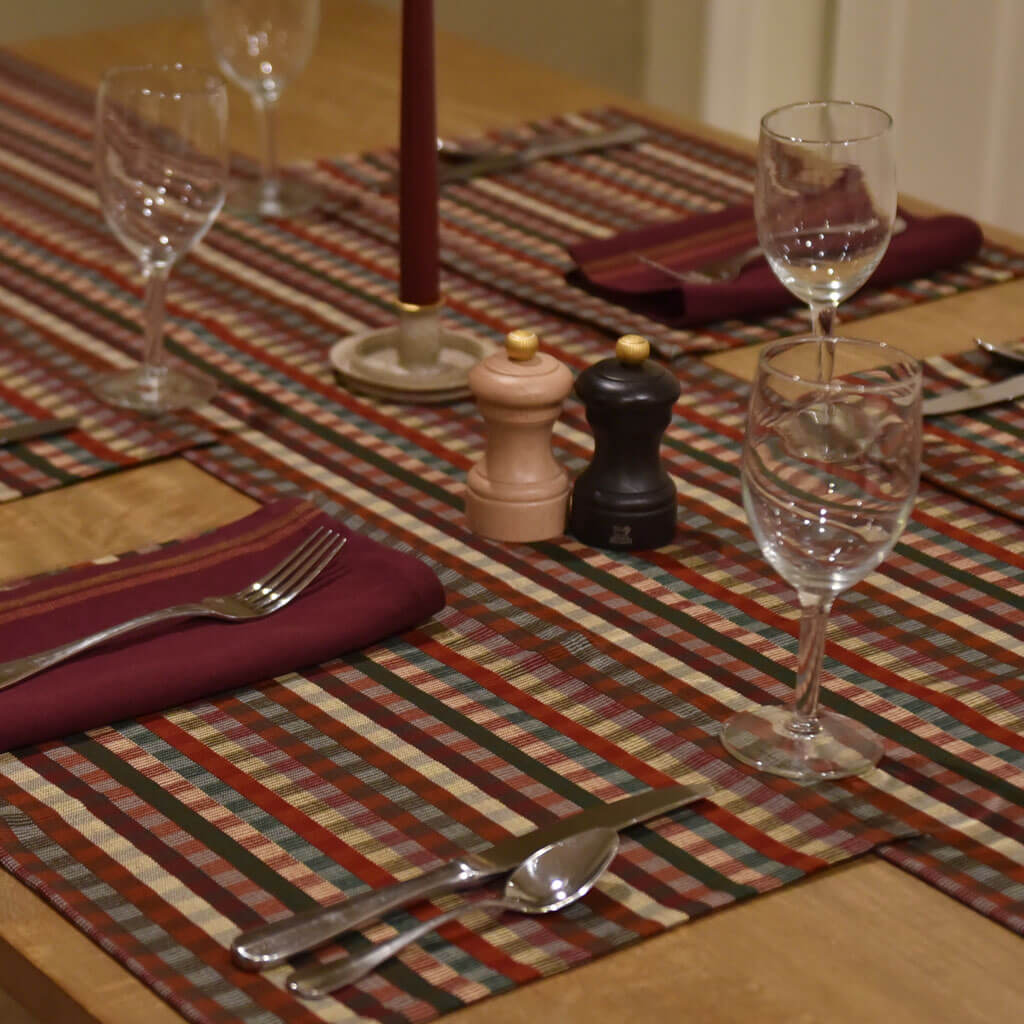 Hand Woven Cuadritos Table Runner | Forest