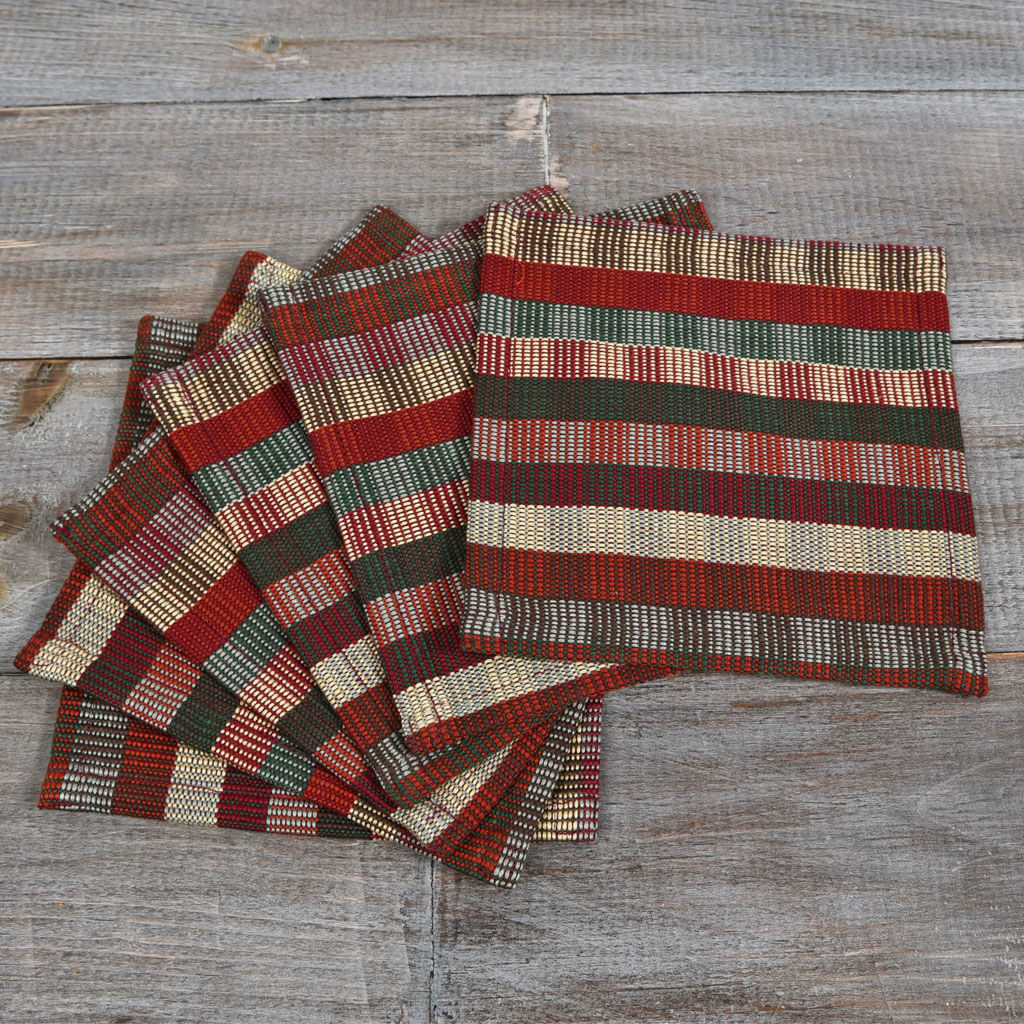 Hand Woven Cuadritos Drink Coasters | Forest Green