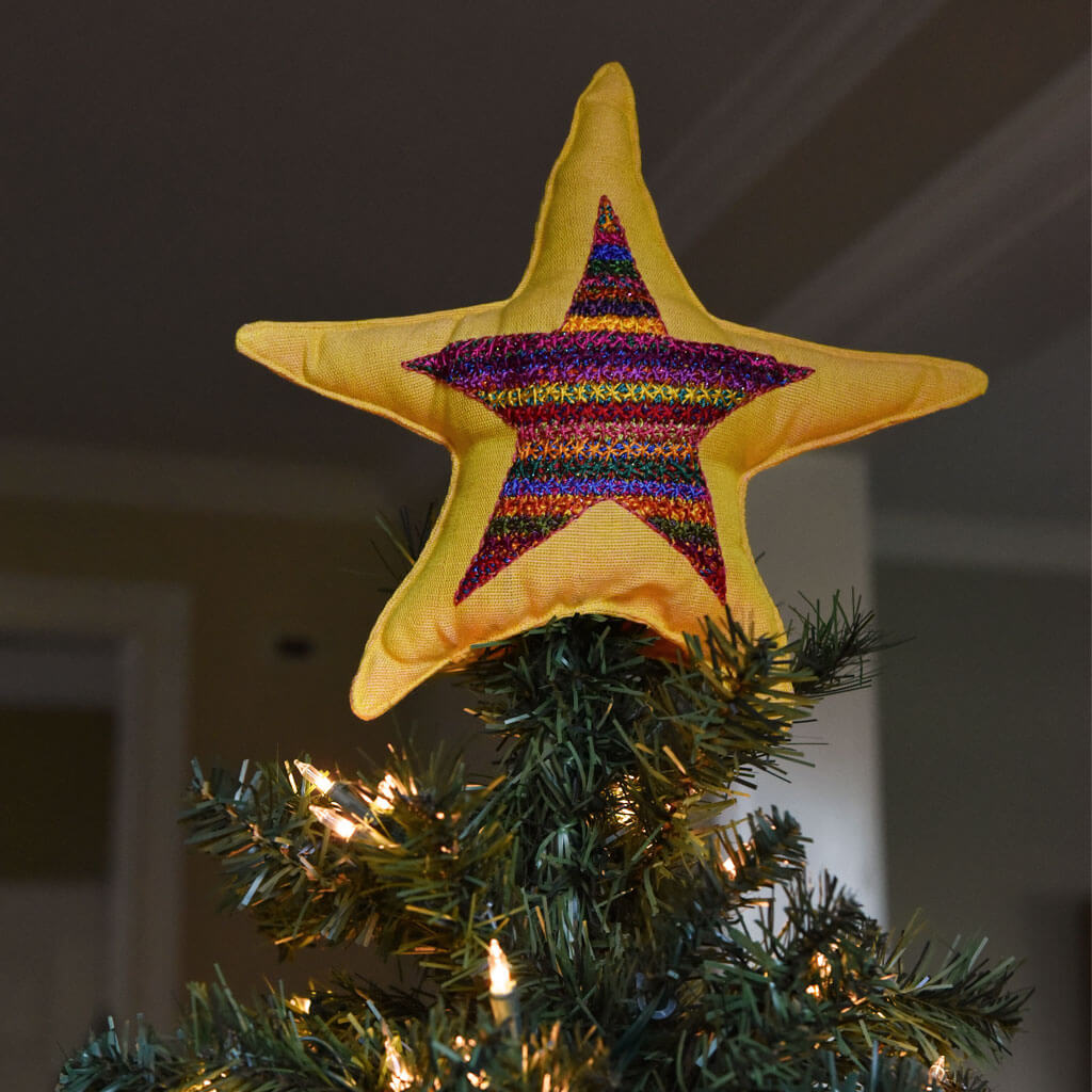 Hand embroidered Christmas Tree Topper